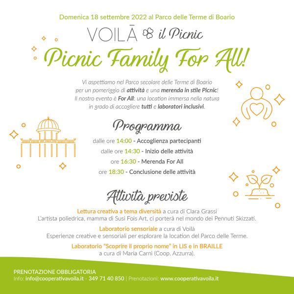 Picnic Family For All, la merenda #voilàpicnic nel Parco delle Terme di Boario