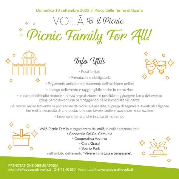 Picnic Family For All, la merenda #voilàpicnic nel Parco secolare delle Terme di Boario!